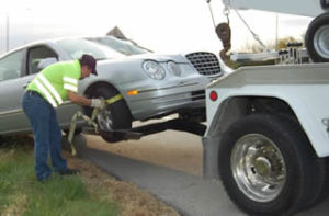 wheel lift by a tow truck